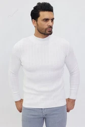 Denim Distriqt Strickpullover Stehkragen Pullover Weiß