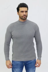 Denim Distriqt Strickpullover Stehkragen Pullover Grau/Hellgrau/Dunkelgrau