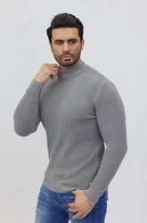Denim Distriqt Strickpullover Stehkragen Pullover Grau/Hellgrau/Dunkelgrau