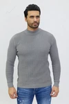 Denim Distriqt Strickpullover Stehkragen Pullover Grau/Hellgrau/Dunkelgrau