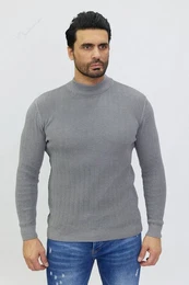 Strickpullover Stehkragen Pullover in feinem Muster