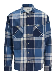 Jack & Jones Langarmhemd JJEMICHAEL OVERSHIRT Blau/Dunkelblau/Hellblau