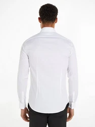 Calvin Klein Langarmhemd TONAL STRUCTURE SLIM SHIRT Weiß/Dunkelrot