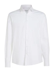 Calvin Klein Langarmhemd TONAL STRUCTURE SLIM SHIRT Weiß/Dunkelrot
