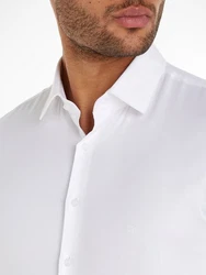 Calvin Klein Langarmhemd TONAL STRUCTURE SLIM SHIRT Weiß/Dunkelrot