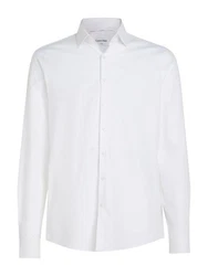 Calvin Klein Langarmhemd TONAL STRUCTURE SLIM SHIRT Weiß/Dunkelrot