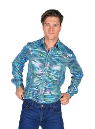 T-Shirt Discohemd trkis Dieses 70er Jahre Hemd macht jeder Discokugel Konkurrenz!