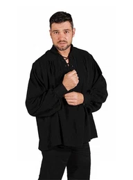 T-Shirt Schnrhemd schwarz Mittelalter- und Renaissance-Hemd mmit Kordelschnrung