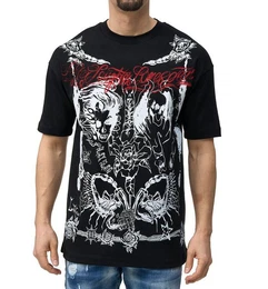 T-Shirt Herren OVERSIZE T-Shirt mit Print Schwarz S