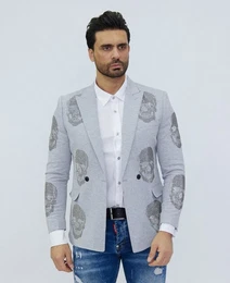Sakko Elegantes Herren Strass Totenkopf Sakko im klassischen Design