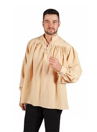 T-Shirt Schnrhemd beige Mittelalter- und Renaissance-Hemd mit Kordelschnrung