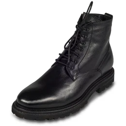 Herren Lammfell Schnr-Stiefelette schwarz, Reiverschlu, durchgenht Stiefel Handgefertigt in Italien