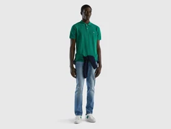 United Colors of Benetton Poloshirt mit Logo in Brusthöhe Türkis/Grün/Dunkelgrün