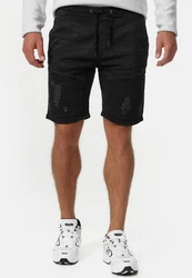Indicode Herren Ernest Jeansshorts Schwarz/Dunkelgrau