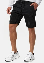 Indicode Herren Ernest Jeansshorts Schwarz/Dunkelgrau