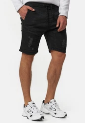 Indicode Herren Ernest Jeansshorts Schwarz/Dunkelgrau