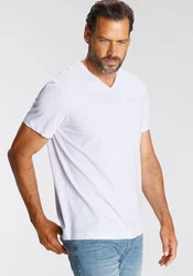 H.I.S V-Shirt (3-er Pack) Slim Fit Weiß/Grau/Dunkelblau