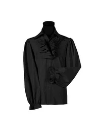 T-Shirt Rschenhemd mit Jabot schwarz Geknpftes Hemd mit Rschen fr barocke Herren und verwegene Piraten