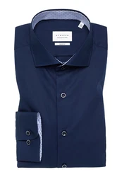 Eterna Langarmhemd Dunkelblau/Blau