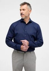 Eterna Langarmhemd Dunkelblau/Blau