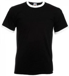 Fruit of the Loom Rundhalsshirt Ringer Herren T-Shirt Schwarz