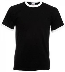 Fruit of the Loom Rundhalsshirt Ringer Herren T-Shirt Schwarz