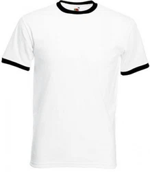 Fruit of the Loom Rundhalsshirt Ringer Herren T-Shirt Weiß/Schwarz/Creme