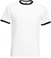 Fruit of the Loom Rundhalsshirt Ringer Herren T-Shirt Weiß/Schwarz/Creme