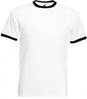 Fruit of the Loom Rundhalsshirt Ringer Herren T-Shirt Weiß/Schwarz/Creme