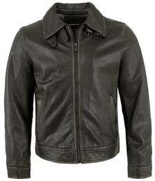 Lederjacke Harley - Herren Lederjacke Neuseelndisches Lammnappa schwarz-beige