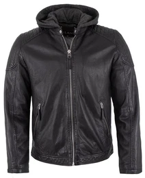 Lederjacke Arrow - Herren Lederjacke Kapuze Lammnappa night dunkles blau