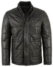Lederjacke Warren - Herren Lederjacke Steppjacke Lammnappa schwarz