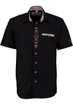OS-Trachten Trachtenhemd Amima Kurzarmhemd Schwarz/Beige/Dunkelblau