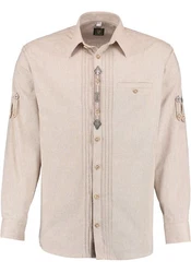 OS-Trachten Trachtenhemd Afudi Langarmhemd Beige/Braun/Khaki