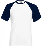 Fruit of the Loom Rundhalsshirt Shortsleeve Baseball Herren T-Shirt Dunkelblau/Weiß/Blau/Hellblau