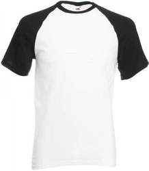 Fruit of the Loom Rundhalsshirt Shortsleeve Baseball Herren T-Shirt Weiß/Schwarz