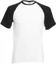 Fruit of the Loom Rundhalsshirt Shortsleeve Baseball Herren T-Shirt Weiß/Schwarz