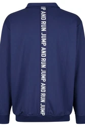Men Plus Sweatshirt Sweattroyer Stehkragen Dunkelblau/Blau