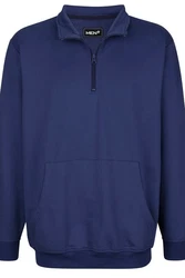 Men Plus Sweatshirt Sweattroyer Stehkragen Dunkelblau/Blau