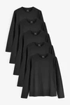 Next Langarmshirt Shirts (5-tlg) Schwarz/Dunkelgrau/Grau