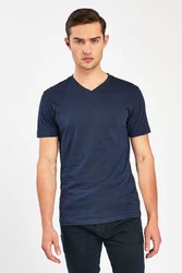Next T-Shirt Slim Fit mit V-Ausschnitt Dunkelblau/Blau