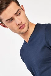 Next T-Shirt Slim Fit mit V-Ausschnitt Dunkelblau/Blau