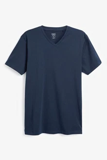 Next T-Shirt Slim Fit mit V-Ausschnitt Dunkelblau/Blau Next T-Shirt Slim Fit mit V-Ausschnitt Dunkelblau/Blau