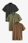 Next Poloshirt im 3er-Pack Dunkelgrün/Khaki