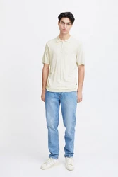 Casual Friday Poloshirt CFKarl SS Polo Knit strukturiertes Poloshirt mit Reißverschluss Khaki/Weiß/Beige/Braun