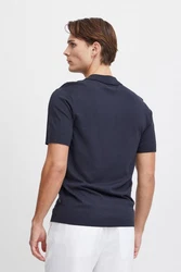 Casual Friday Poloshirt CFKarl SS Polo Knit strukturiertes Poloshirt mit Reißverschluss Dunkelblau/Blau