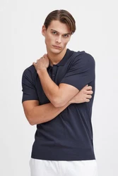 Casual Friday Poloshirt CFKarl SS Polo Knit strukturiertes Poloshirt mit Reißverschluss Dunkelblau/Blau