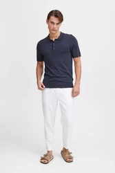 Casual Friday Poloshirt CFKarl SS Polo Knit strukturiertes Poloshirt mit Reißverschluss Dunkelblau/Blau