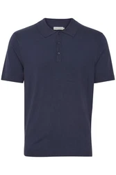 Casual Friday Poloshirt CFKarl SS Polo Knit strukturiertes Poloshirt mit Reißverschluss Dunkelblau/Blau