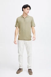 Casual Friday Poloshirt CFKarl SS Polo Knit strukturiertes Poloshirt mit Reißverschluss Khaki/Dunkelgrün